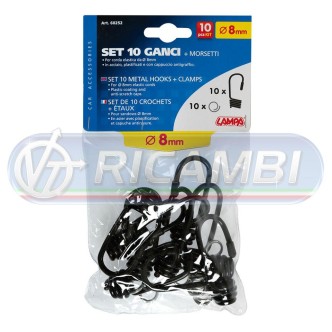 1 - GANCI FUNE ELASTICA KIT 10 PZI DIAM. 8 MM