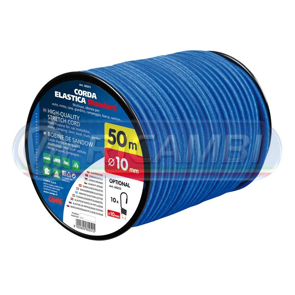 1 - FUNE ELASTICA IN BOBINA 50 MT BLU DIAM. 10 MM
